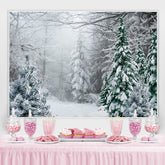 Lofaris Forest Green Tree And White Snowflake Winter Backdrop