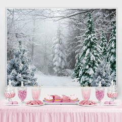 Lofaris Forest Green Tree And White Snowflake Winter Backdrop