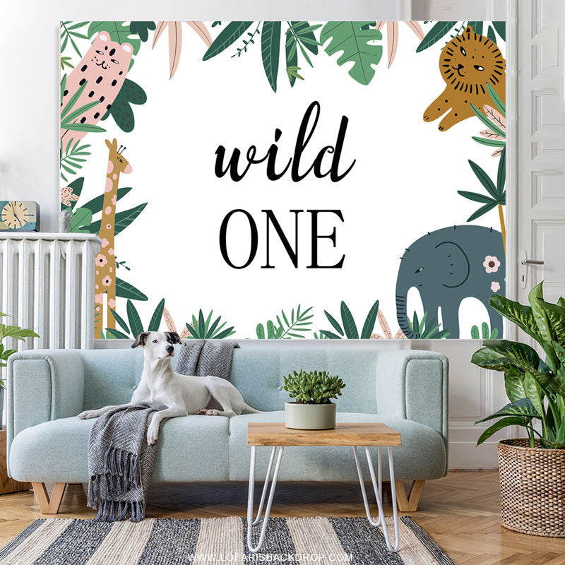 Lofaris Forest Jungle Lovely Animals Wild One Birthday Backdrop