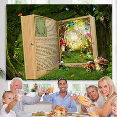 Lofaris Forest With Cartoon Book And Butterfly Spring Backdrop