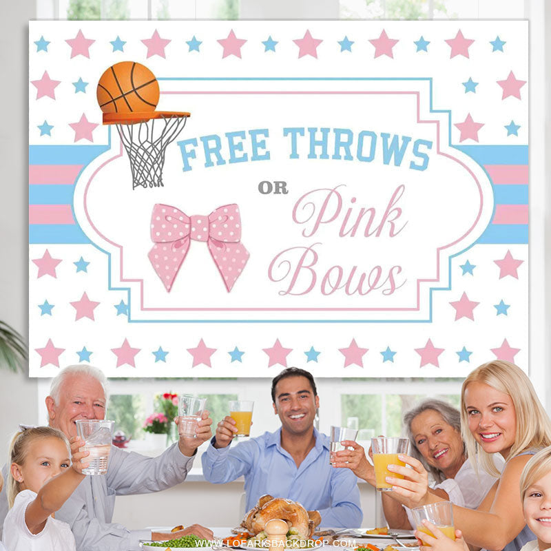 Lofaris Free Throws Or Pink Bows Stars Baby Shower Backdrop