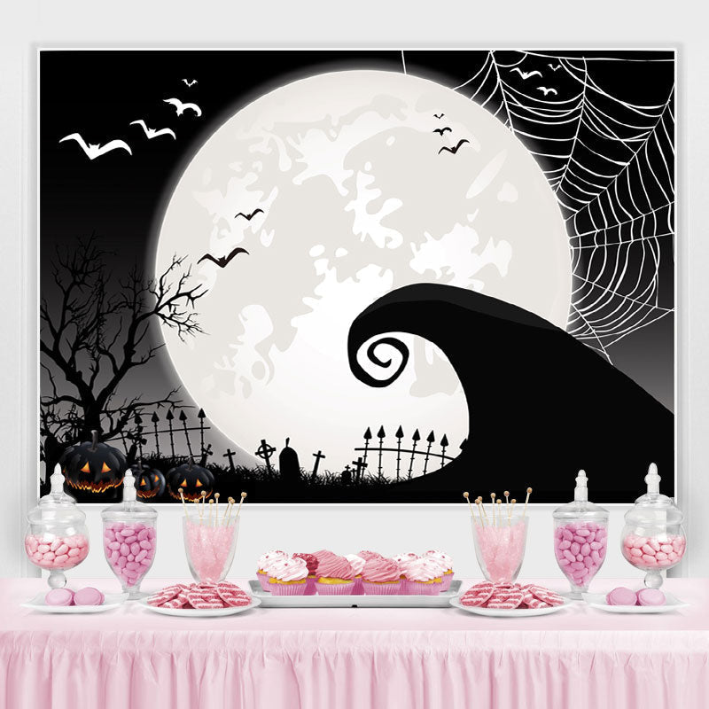 Lofaris Full Moon Bat Pimpkin Spooky Night Backdrop for Party