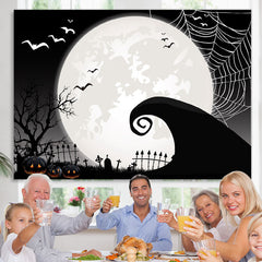 Lofaris Full Moon Bat Pimpkin Spooky Night Backdrop for Party