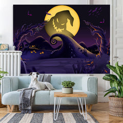 Lofaris Full Moon Scary Graveyard Tree Ghost Pimpkin Halloween Backdrop
