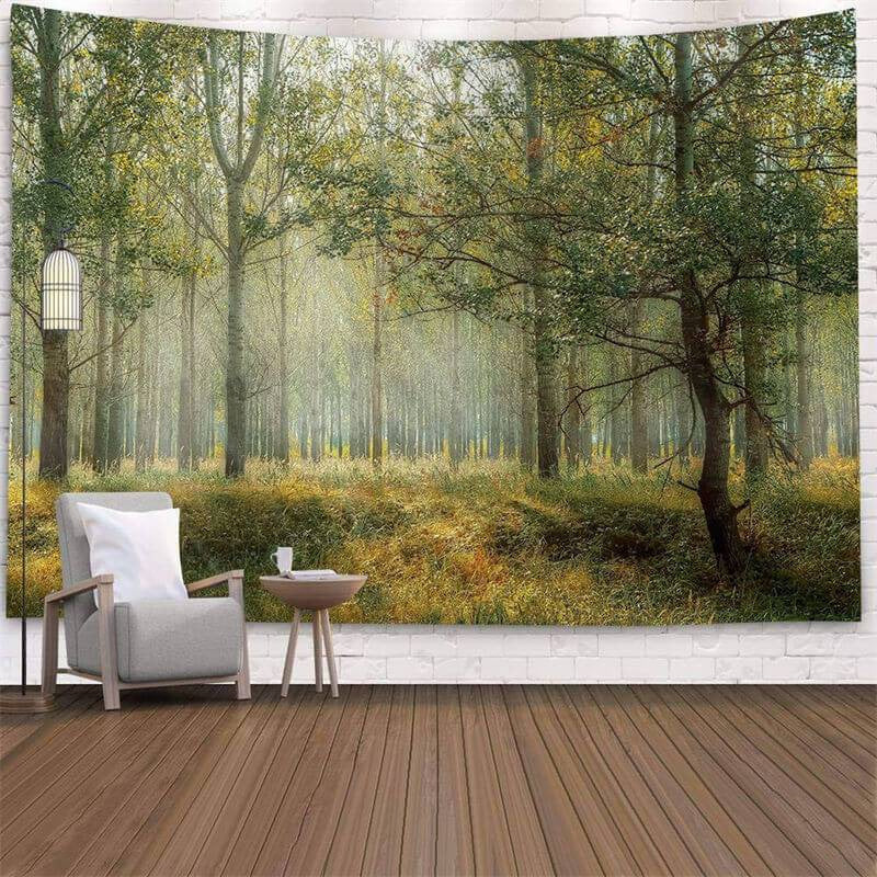 Lofaris Fuzzy Autumn With Sunlight Forest Funny Wall Tapestry