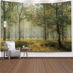 Lofaris Fuzzy Autumn With Sunlight Forest Funny Wall Tapestry