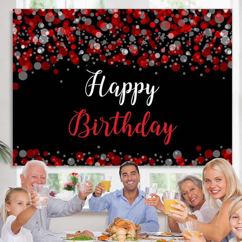 Lofaris Fuzzy Red Grey Bubble Themed Happy Birthday Backdrop