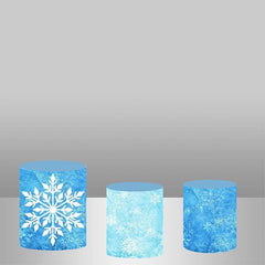 Lofaris Fuzzy Snow Winter Backdrop Plinth Cylinder Cover Kit