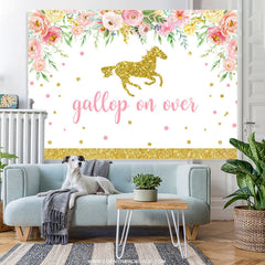 Lofaris Gakkop On Over Horse Floral Happy Birthday Backdrop
