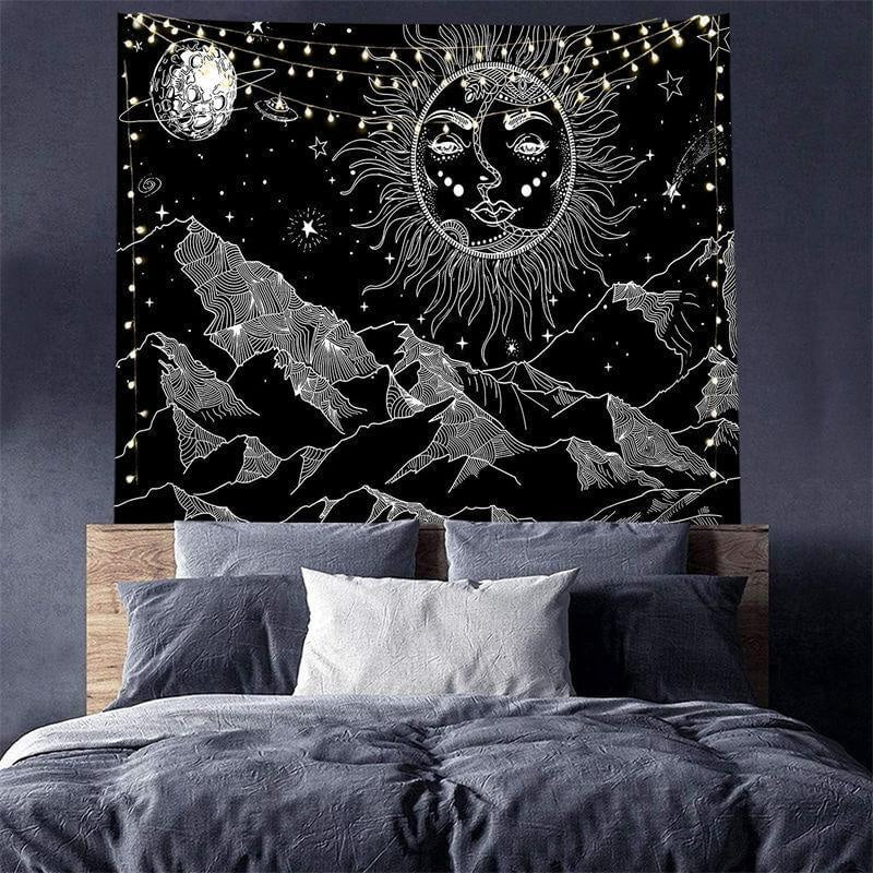 Lofaris Galaxy Mountain Mandala Pattern Family Wall Tapestry