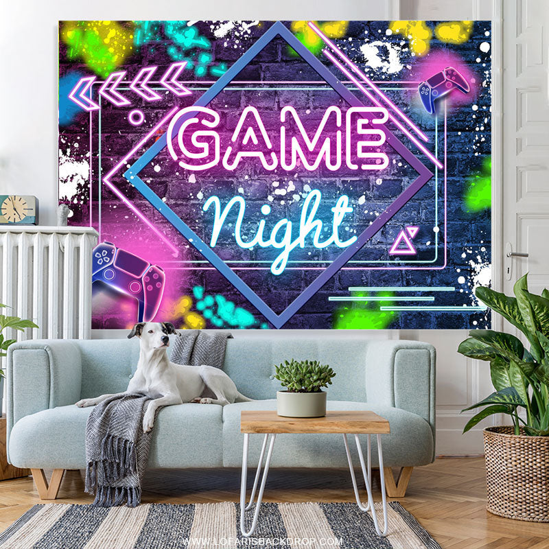 Lofaris Game Night Graffiti Light Colorful Birthday Backdrop