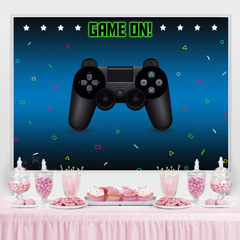 Lofaris Game On Gamepad Blue Bokeh Birthday Party Backdrop for Boy