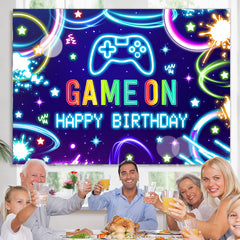 Lofaris Game On Lighting Colorful Happy Birthday Backdrop