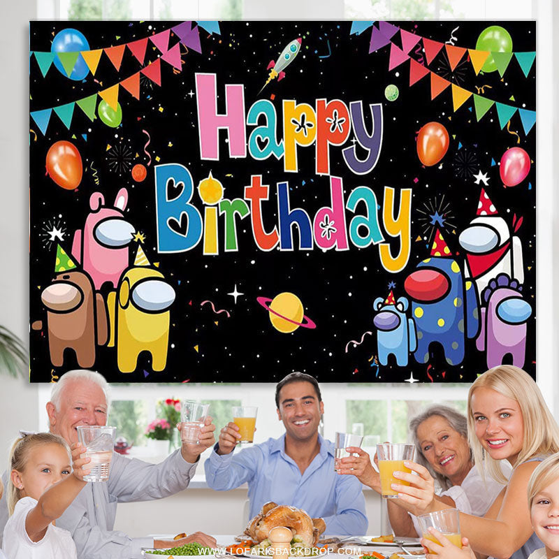 Lofaris Game Theme Character Galaxy Happy Birthday Backdrop