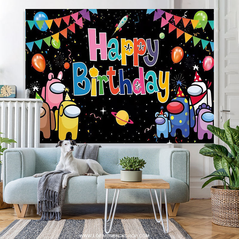 Lofaris Game Theme Character Galaxy Happy Birthday Backdrop