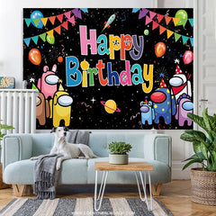 Lofaris Game Theme Character Galaxy Happy Birthday Backdrop