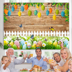 Lofaris Garden With Butterfly Flowers Happy Easter Backdrop