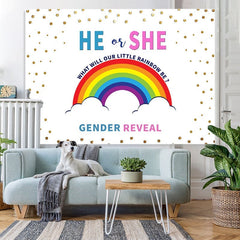 Lofaris He or She Rainbow Photoshoot Backdrop for Baby Shower