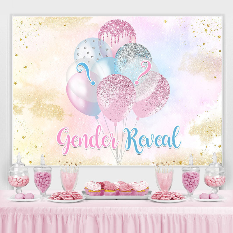 Lofaris Gender Reveal Balloons Glitter Backdrop for Baby Shower