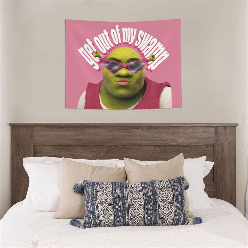 Lofaris Get Out Of My Swamp Green Elf Pink Wall Tapestry