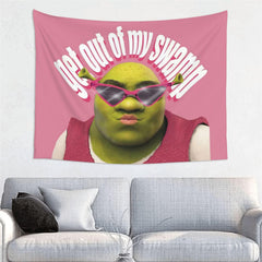 Lofaris Get Out Of My Swamp Green Elf Pink Wall Tapestry