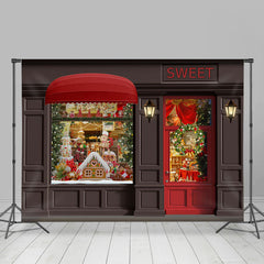 Lofaris Gingerbread Christmas Red Door Party Decorations Backdrop
