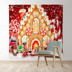 Lofaris Gingerbread House Candy Land Merry Christmas Backdrop