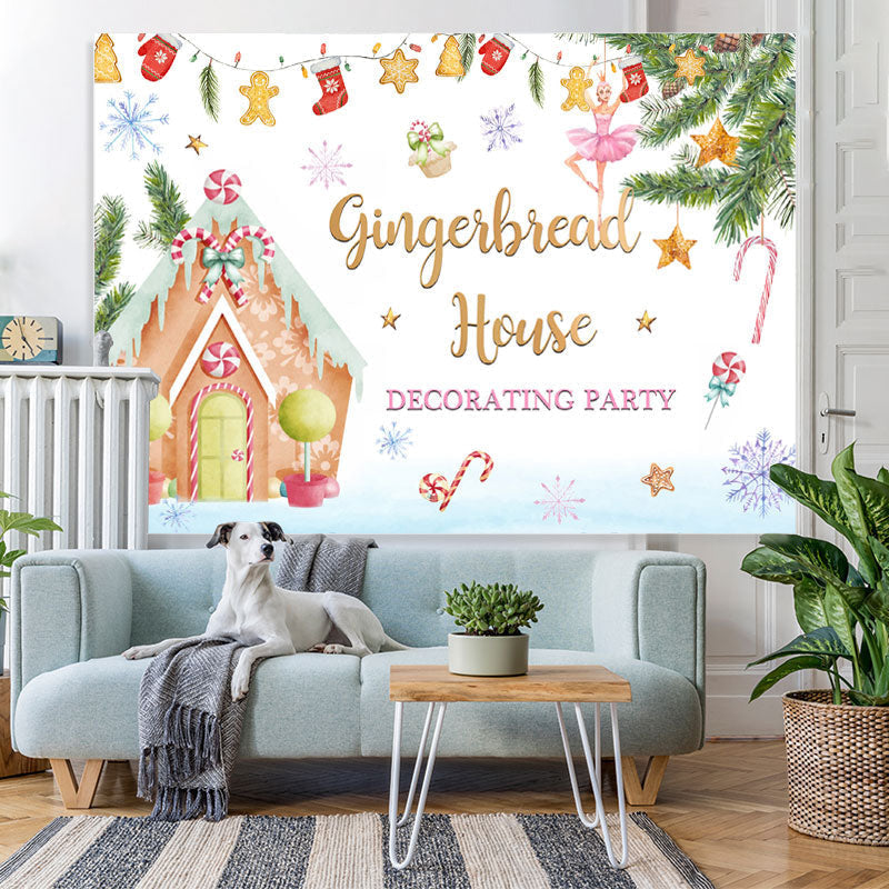 Lofaris Gingerbread House Winter Snowflake Decorating Party Backdrop