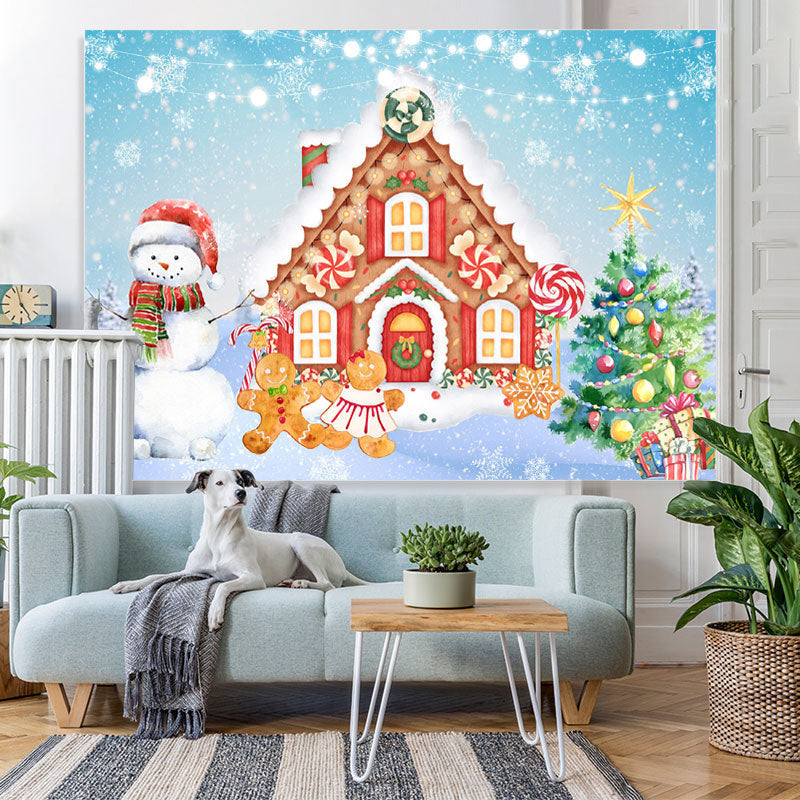 Lofaris Gingerbread House Winter Xmas Tree Photoshoot Backdrop for Kids