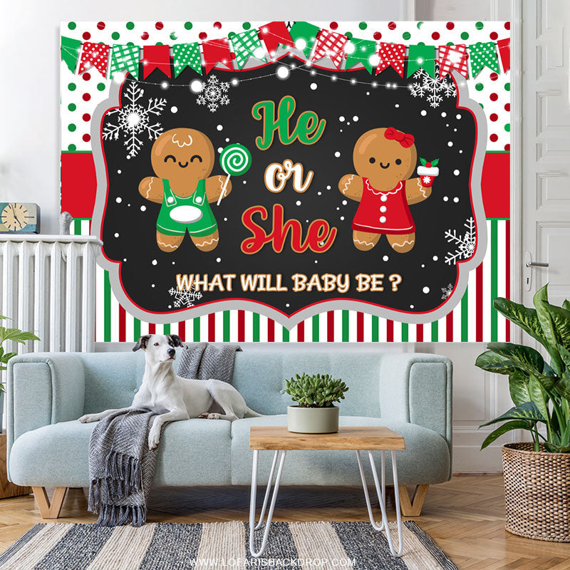 Lofaris Gingerbread Man Winter Christmas Baby Shower Backdrop