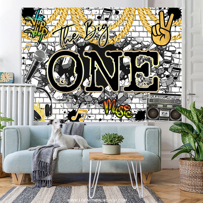 Lofaris Giraffe Hip Hop Rock The Big One Happy Birthday Backdrop