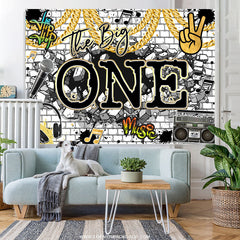 Lofaris Giraffe Hip Hop Rock The Big One Happy Birthday Backdrop