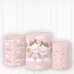 Lofaris Girls Rainbow Pedestal Cover Pink Theme Cake Table