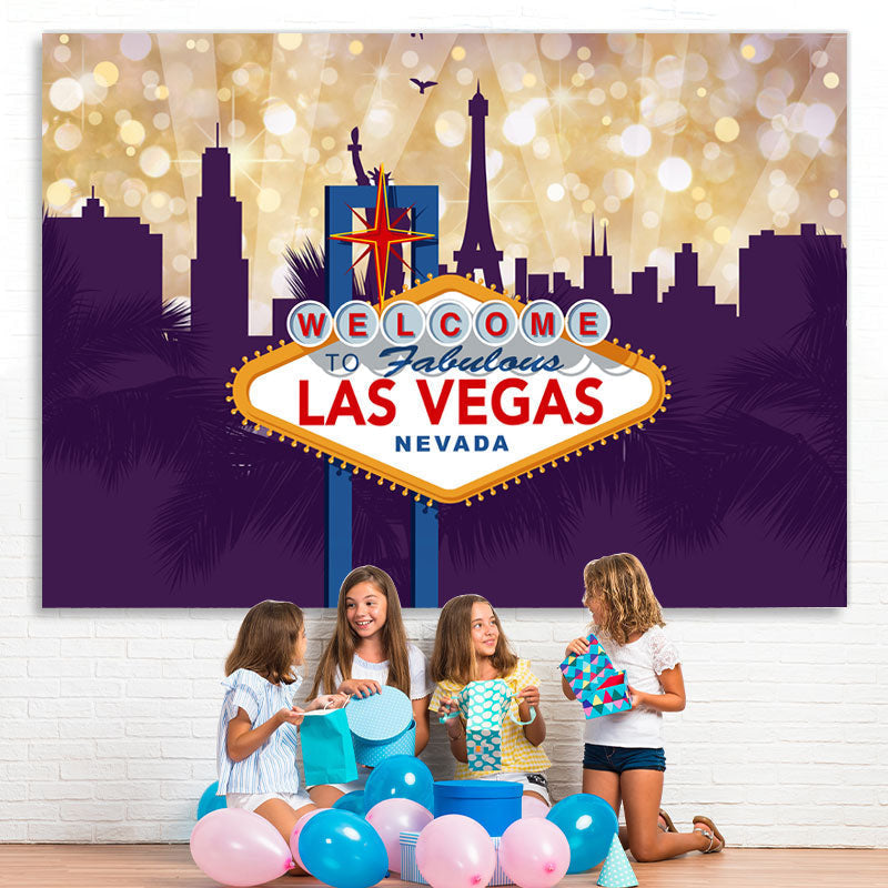 Lofaris Glitter And Bokeh Dark Buildings Birthday Backdrop