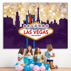 Lofaris Glitter And Bokeh Dark Buildings Birthday Backdrop