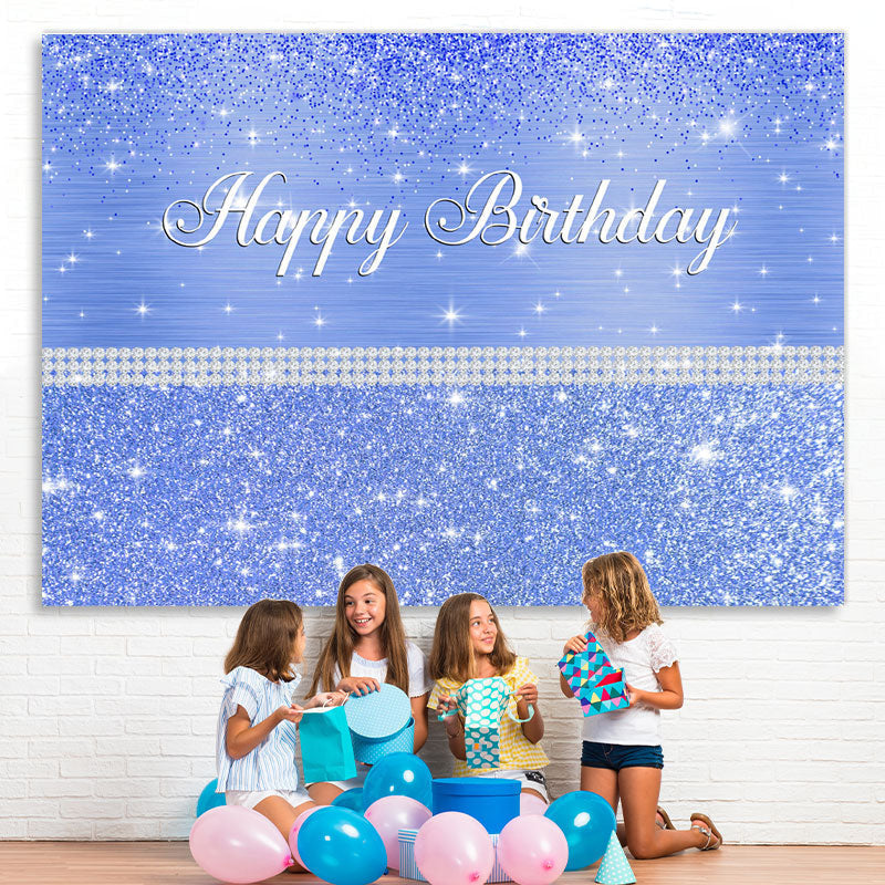 Lofaris Glitter And Bule Dots Pearl Happy Birthday Backdrop