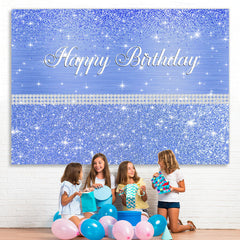 Lofaris Glitter And Bule Dots Pearl Happy Birthday Backdrop