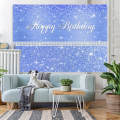 Lofaris Glitter And Bule Dots Pearl Happy Birthday Backdrop