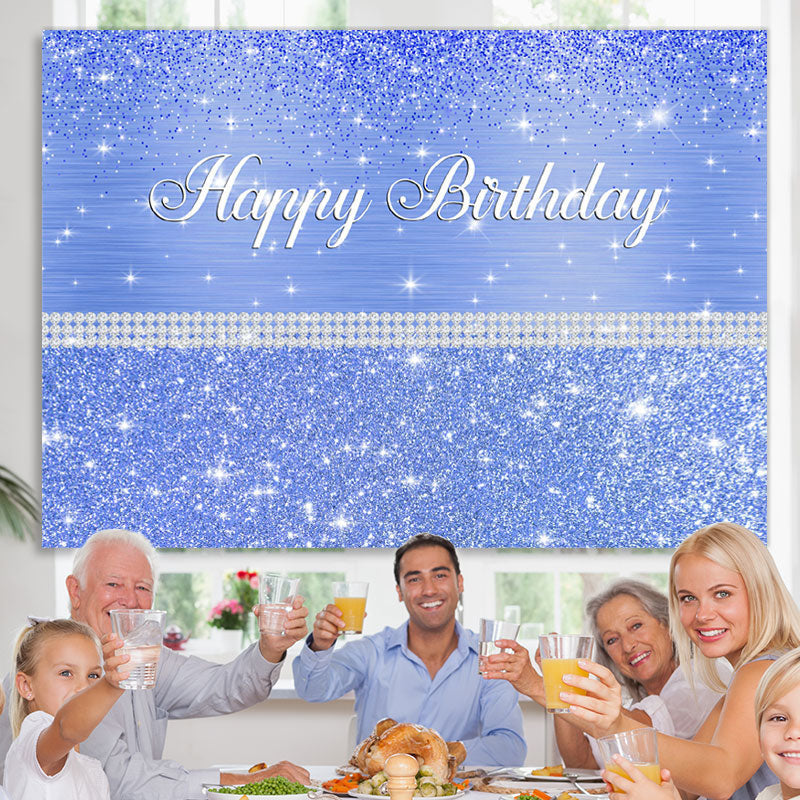 Lofaris Glitter And Bule Dots Pearl Happy Birthday Backdrop