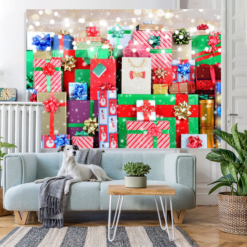 Lofaris Glitter And Colorful Christmas Gifts Backdrop For Kids