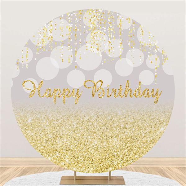Lofaris Glitter And Golden Cute Happy Birthday Round Backdrop