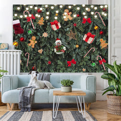 Lofaris Glitter And Green Christmas Tree Decoration Backdrop