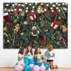 Lofaris Glitter And Green Christmas Tree Decoration Backdrop