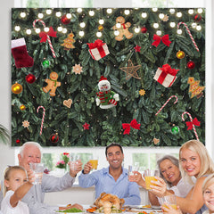 Lofaris Glitter And Green Christmas Tree Decoration Backdrop