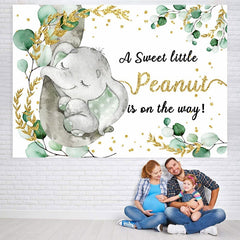 Lofaris Glitter And Green Elephant Themed Baby Shower Backdrop