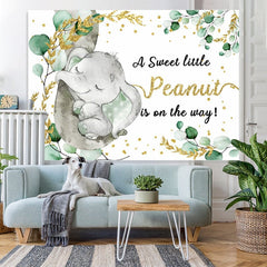 Lofaris Glitter And Green Elephant Themed Baby Shower Backdrop