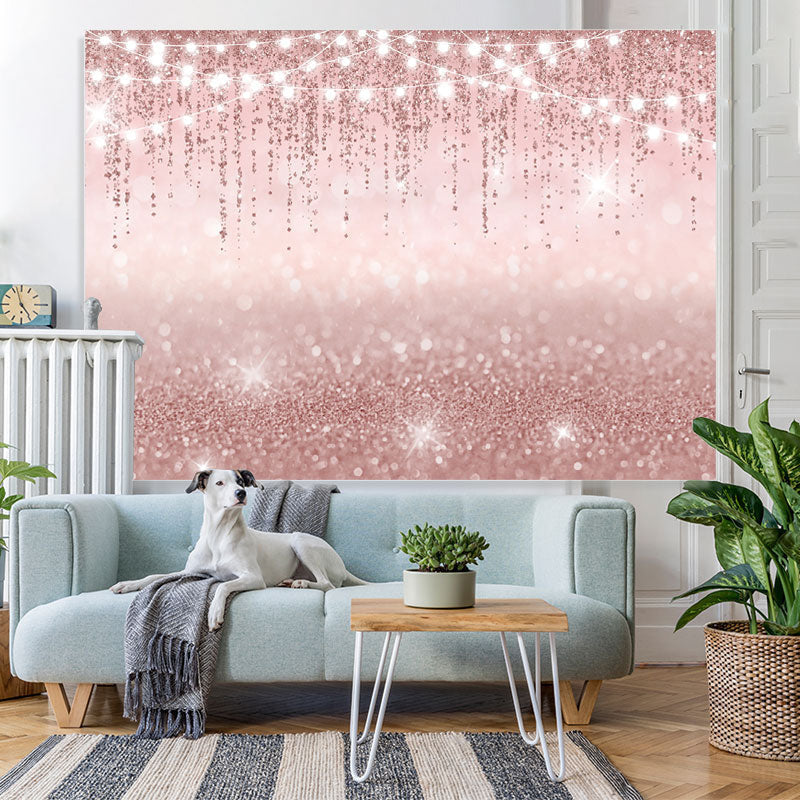 Lofaris Glitter And Pink Simple Theme Happy Birthday Backdrop