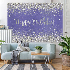Lofaris Glitter And Purple Bokeh Simple Happy Birthday Backdrop