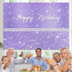 Lofaris Glitter And Purple Dots Pearl Happy Birthday Backdrop