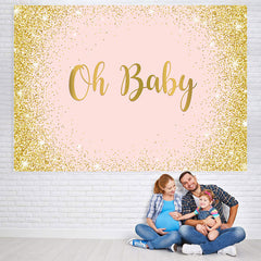Lofaris Glitter And Simple Bokeh Gender Reveal Oh Baby Backdrop